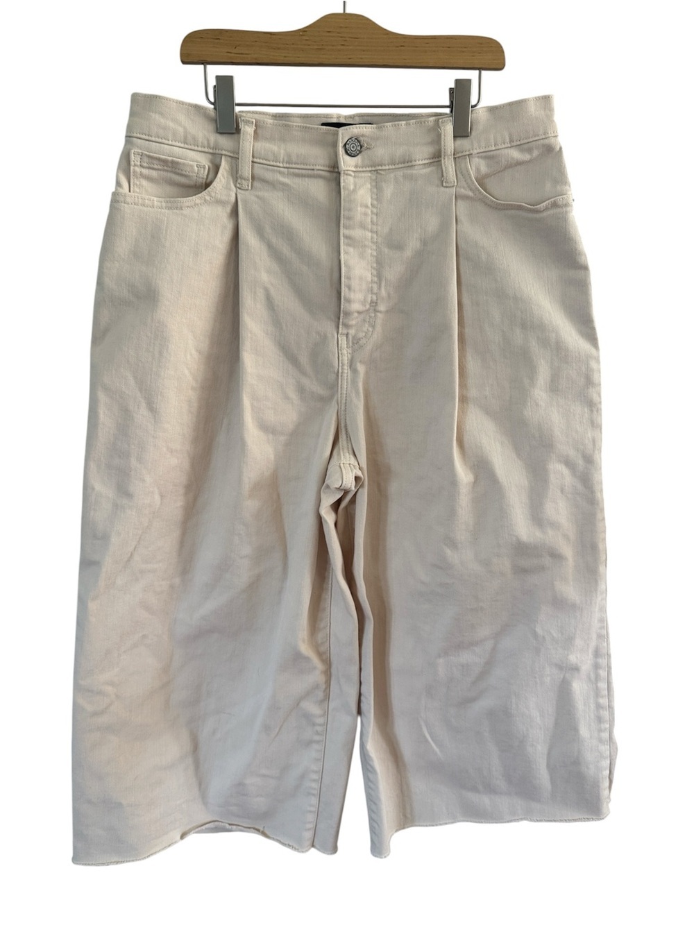 Banana Republic Cream Wide-Leg Pleated Front 5 Pocket Denim Crop Pants size 30